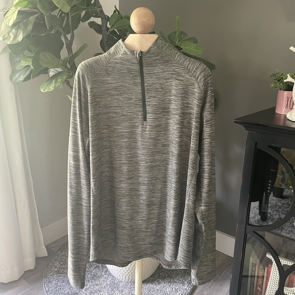 All In Motion Men's Half-Zip Polyester Spandex Pullover 1/4 Zip Up Gray